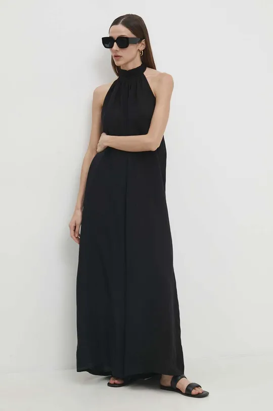 Ολόσωμη φόρμα με λινό Answear Lab μαύρο