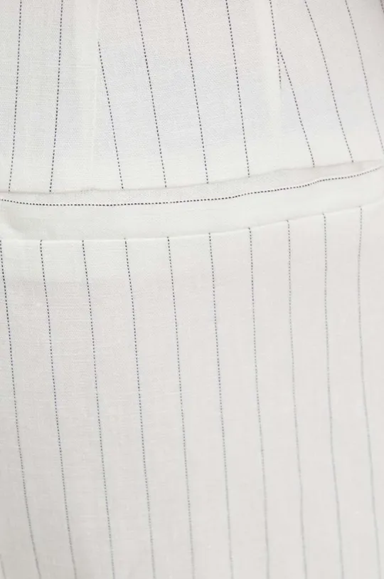 biały Answear Lab spodnie z domieszką lnu