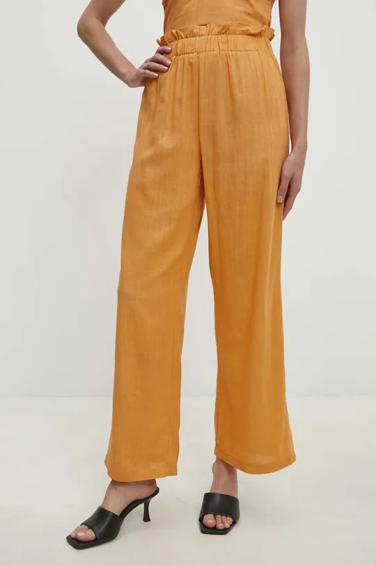 πορτοκαλί Παντελόνι με λινό Answear Lab Γυναικεία