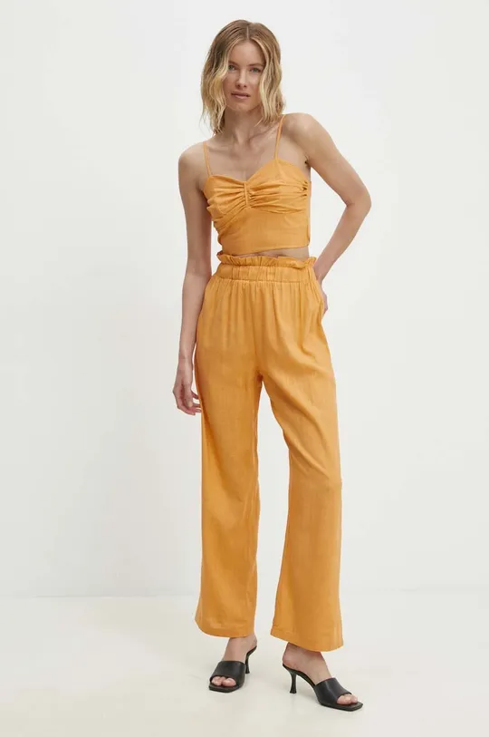 Ľanové nohavice Answear Lab oranžová