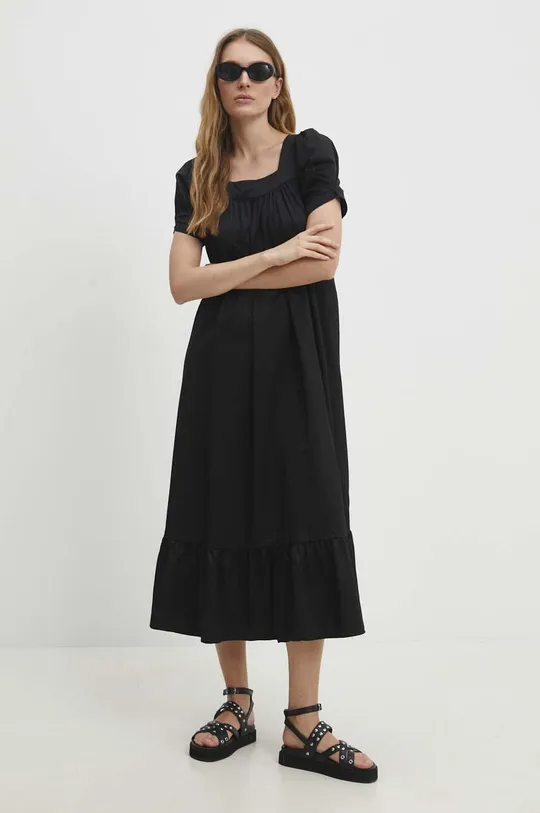 Хлопковое платье Answear Lab чёрный