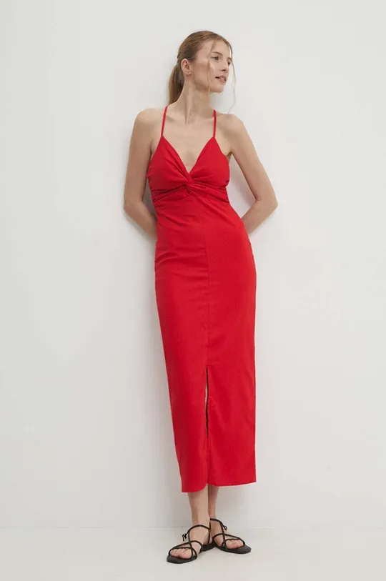 Lanena haljina Answear Lab crvena