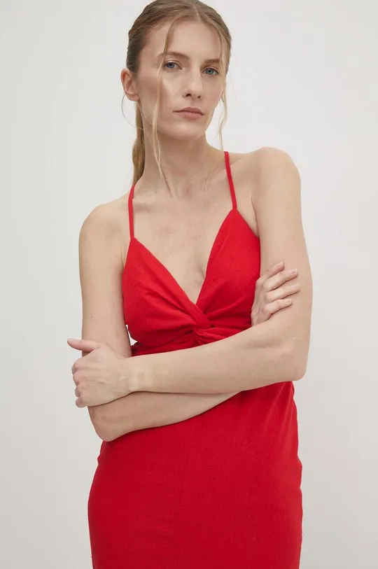 crvena Lanena haljina Answear Lab