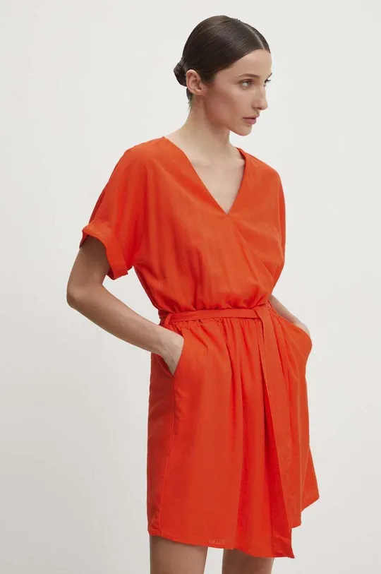 πορτοκαλί Φόρεμα με λινό Answear Lab Γυναικεία
