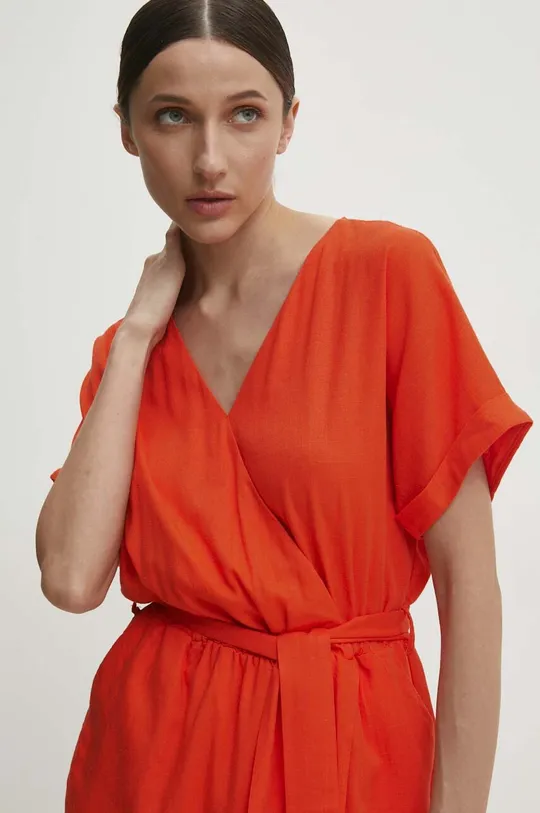 pomarańczowy Answear Lab sukienka z lnem