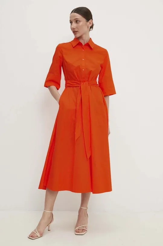 Хлопковое платье Answear Lab оранжевый