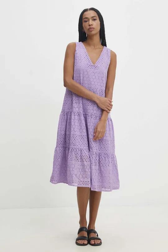 фиолетовой Хлопковое платье Answear Lab Женский