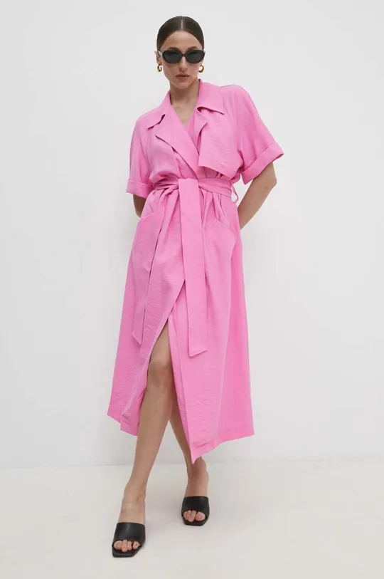 roza Obleka Answear Lab Ženski