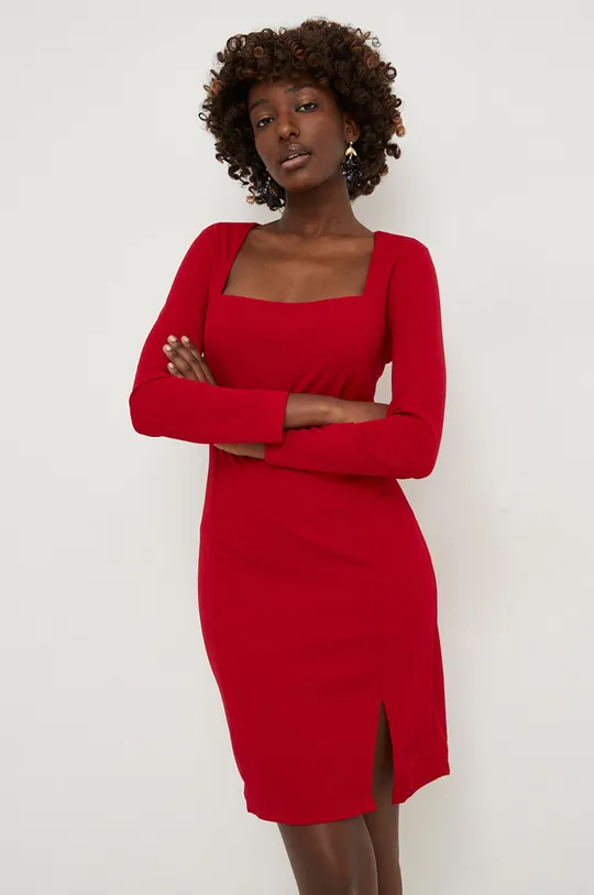 rdeča Obleka Answear Lab Ženski