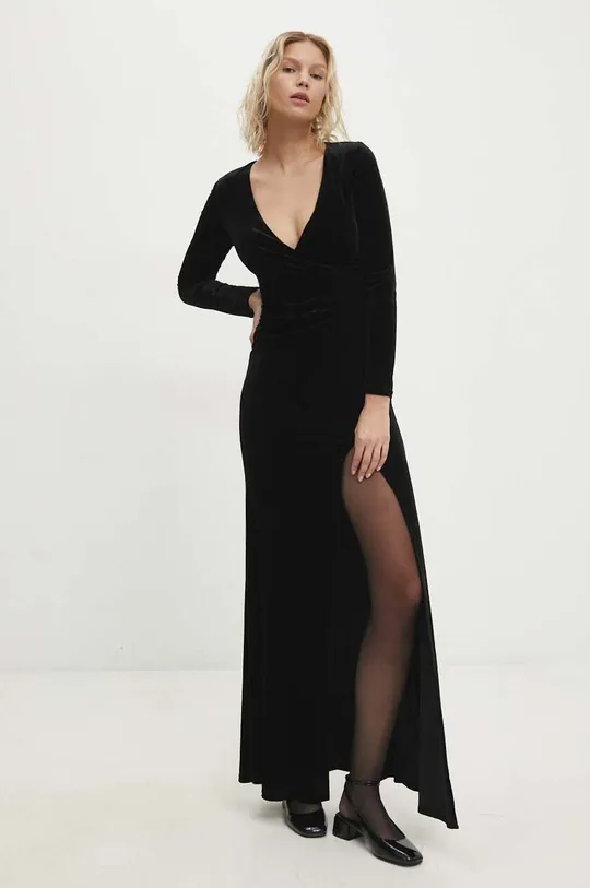 Βελούδινο φόρεμα Answear Lab μαύρο