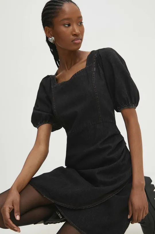 μαύρο Φόρεμα τζιν Answear Lab Γυναικεία