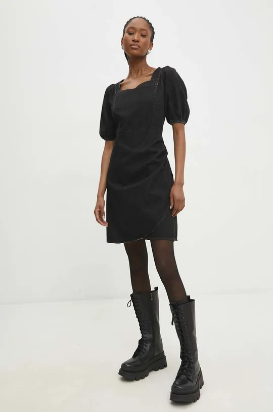 Φόρεμα τζιν Answear Lab μαύρο