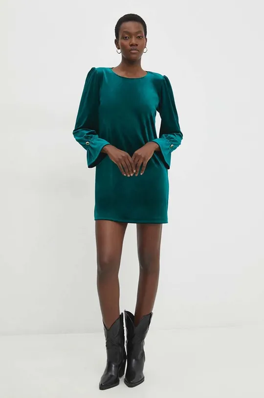 zelená Zamatové šaty Answear Lab Dámsky