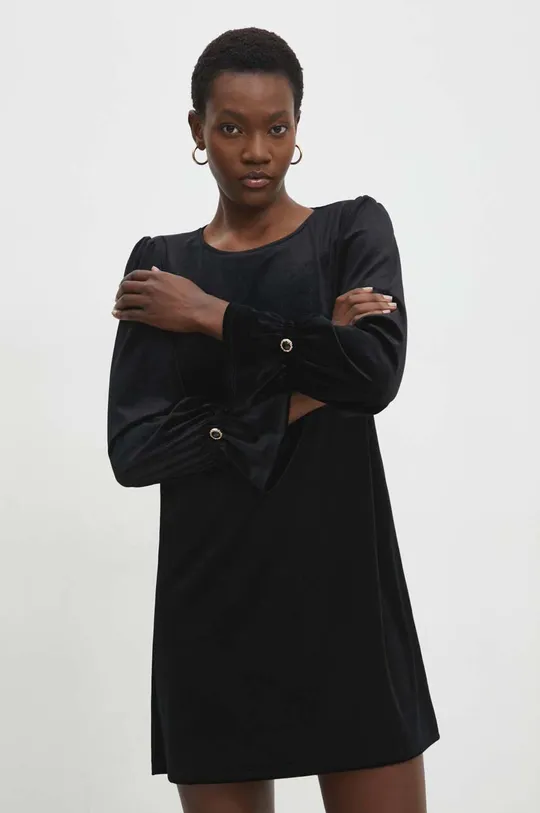 črna Obleka iz velurja Answear Lab Ženski