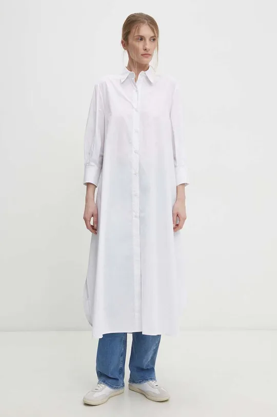 bela Bombažna obleka Answear Lab Ženski