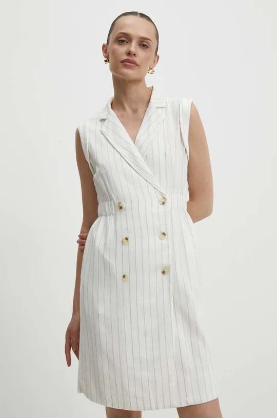 biały Answear Lab sukienka z lnem Damski