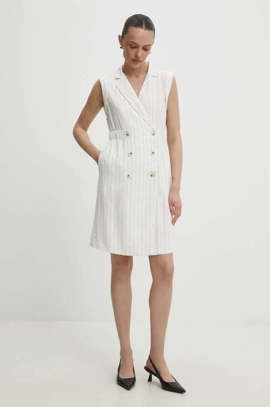 Φόρεμα με λινό Answear Lab λευκό