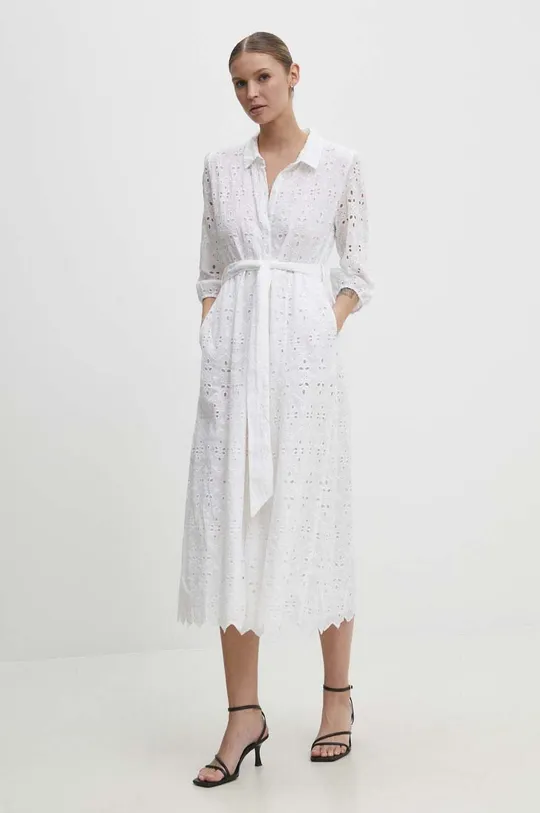 Βαμβακερό φόρεμα Answear Lab λευκό