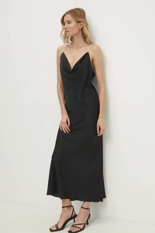 Φόρεμα με μετάξι Answear Lab μαύρο