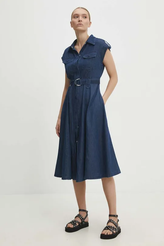 Rifľové šaty Answear Lab modrá