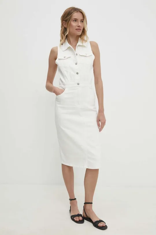 λευκό Φόρεμα τζιν Answear Lab Γυναικεία
