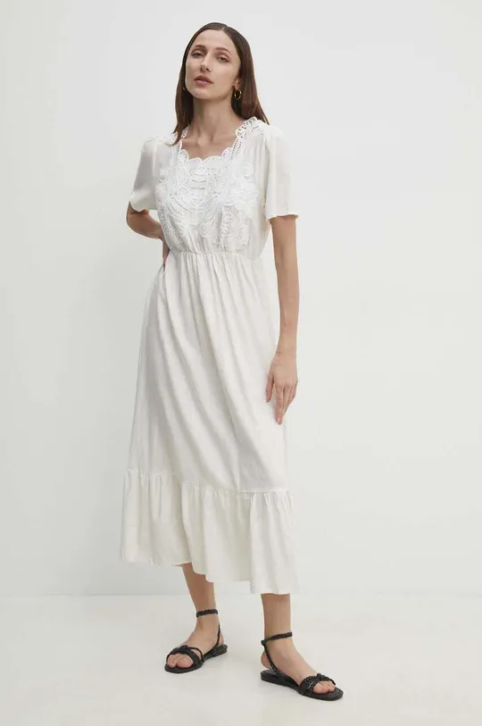 білий Льняна сукня Answear Lab Жіночий