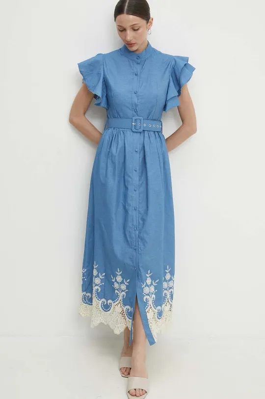 modra Bombažna obleka Answear Lab Ženski