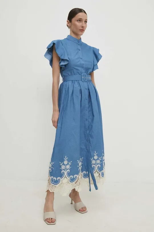 niebieski Answear Lab sukienka bawełniana