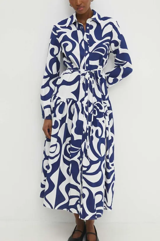 mornarsko plava Pamučna haljina Answear Lab Ženski