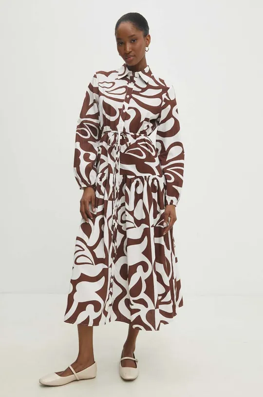 brązowy Answear Lab sukienka bawełniana Damski
