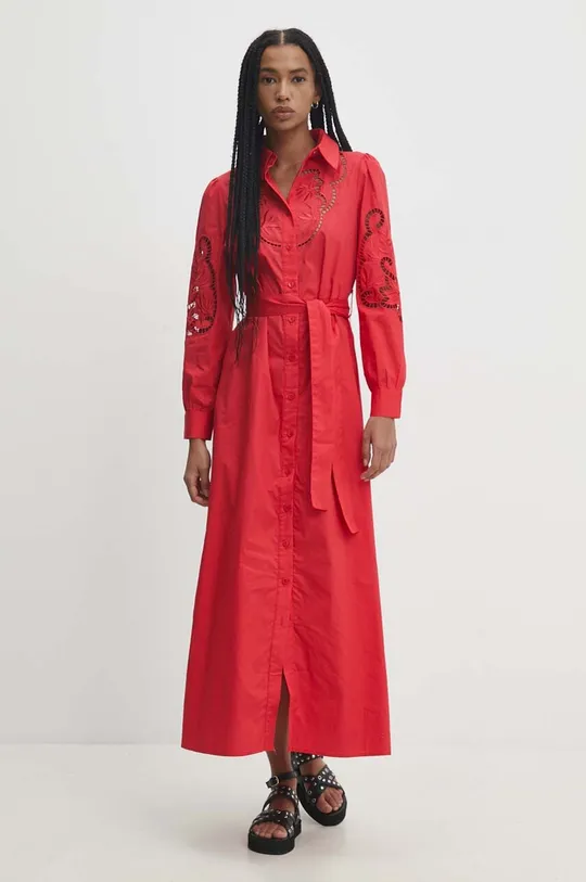 Bombažna obleka Answear Lab rdeča