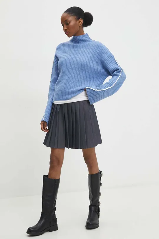Vlnený sveter Answear Lab modrá