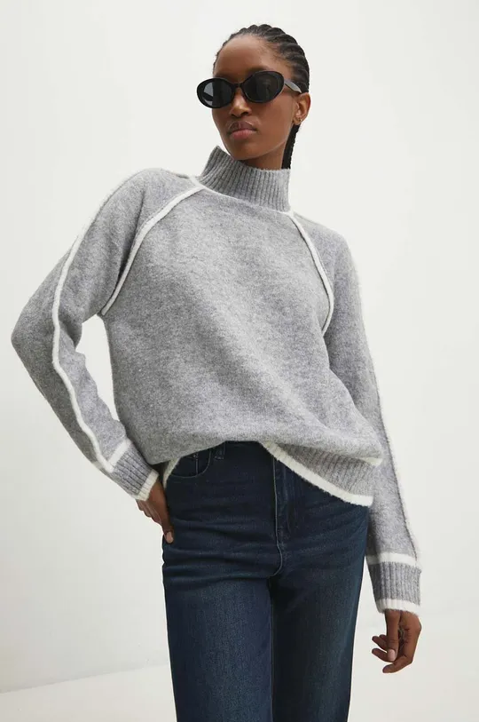 Vlnený sveter Answear Lab sivá