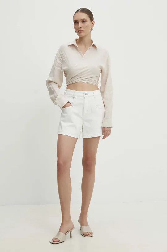 Rifľové krátke nohavice Answear Lab biela