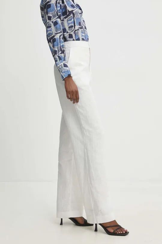 λευκό Λινό παντελόνι Answear Lab Γυναικεία