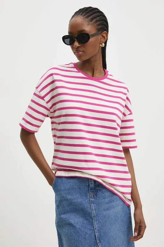 ροζ Βαμβακερό μπλουζάκι Answear Lab Γυναικεία