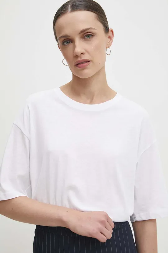 fehér Answear Lab pamut póló Női