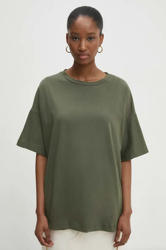 зелений Бавовняна футболка Answear Lab Жіночий
