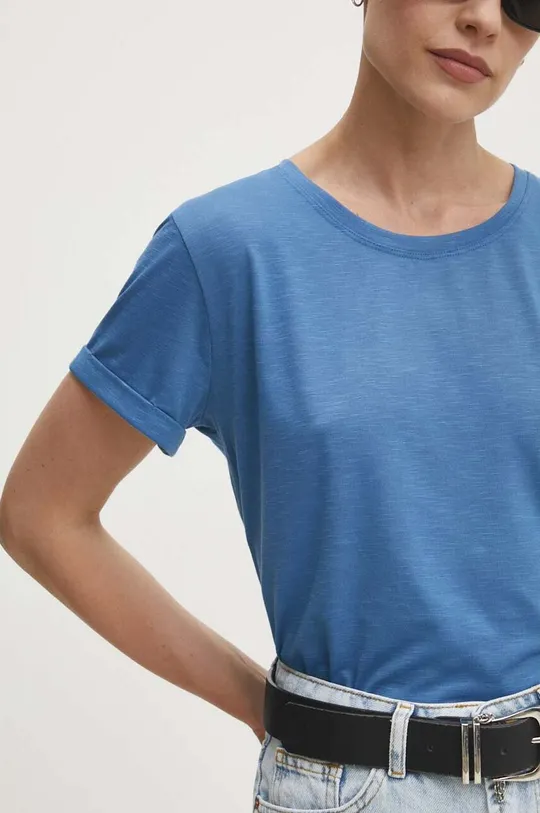 μπλε T-shirt με λινό ύφασμα Answear Lab