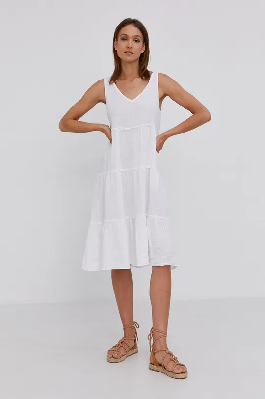 biały Answear Lab Sukienka lniana Pure Linen Damski