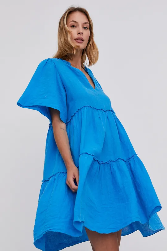 niebieski Answear Lab Sukienka lniana Pure Linen Damski