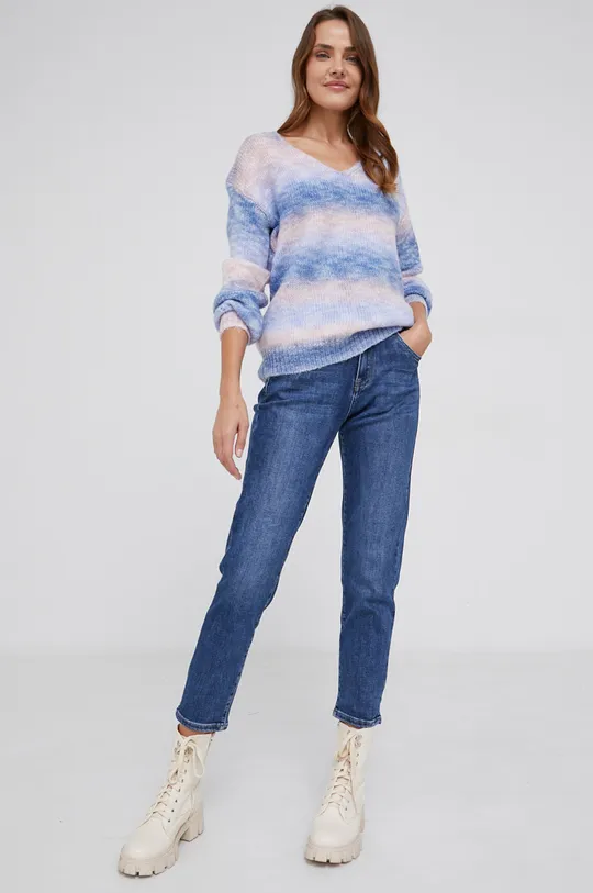 Answear Lab Sweter z domieszką wełny niebieski