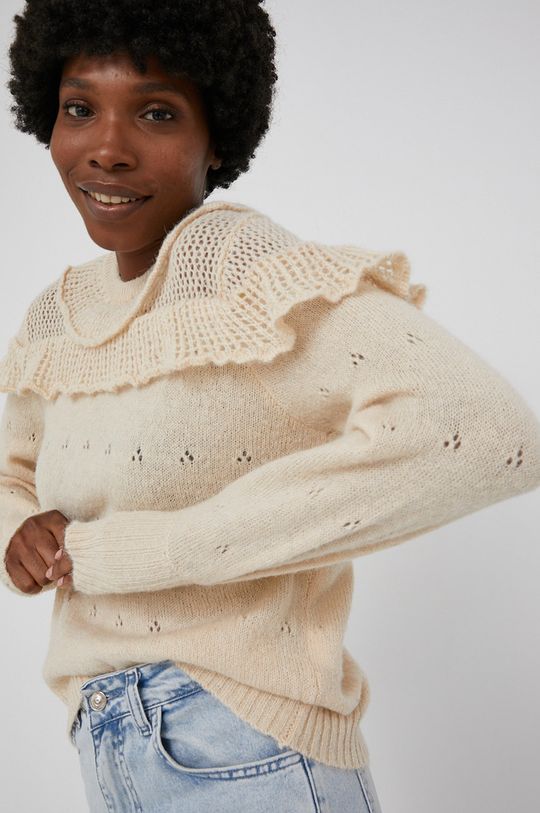 beżowy Answear Lab Sweter z domieszką wełny