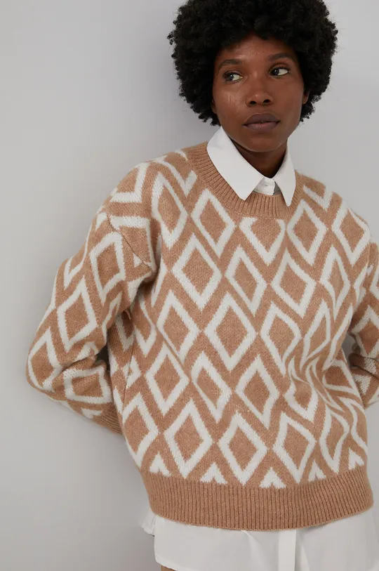 brązowy Answear Lab Sweter z domieszką wełny Damski