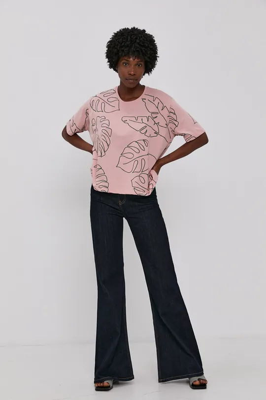 Answear Lab T-shirt bawełniany różowy