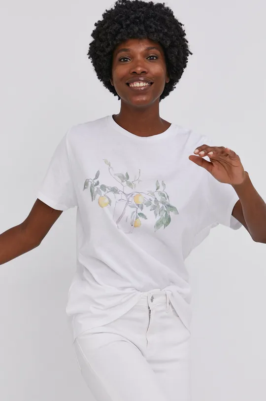 biały Answear Lab T-shirt bawełniany Damski