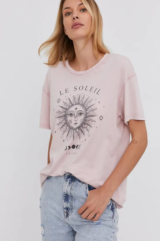 różowy Answear Lab T-shirt bawełniany
