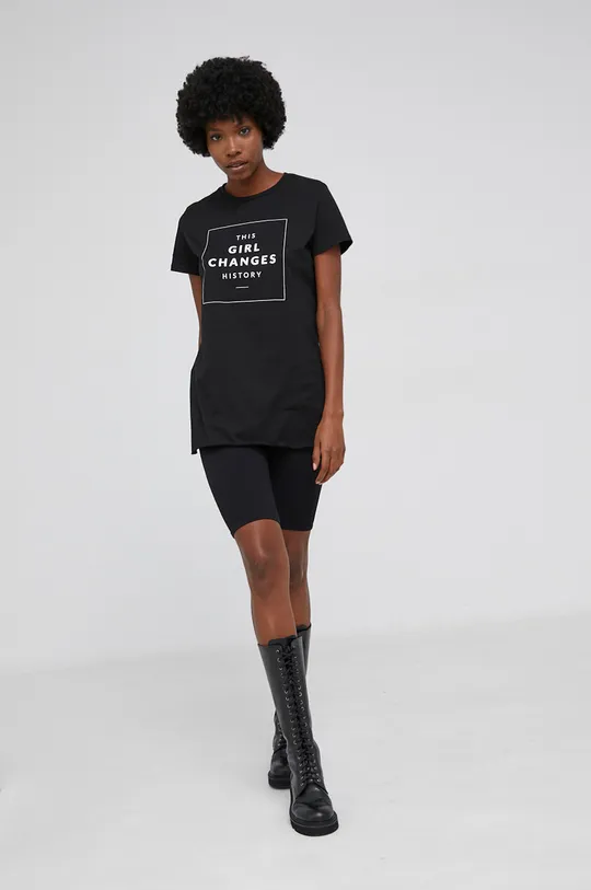 Хлопковая футболка Answear Lab чёрный