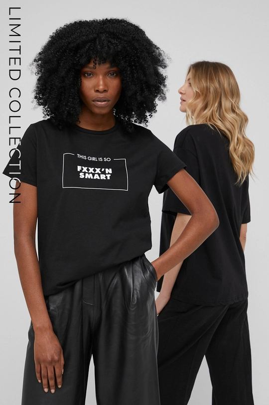 czarny Answear Lab T-shirt bawełniany answear.LAB X kolekcja limitowana NO SHAME Damski