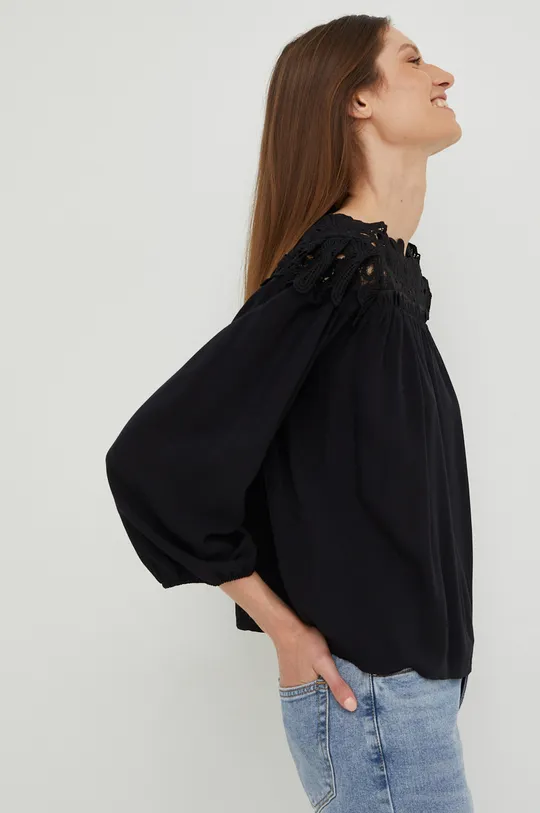 μαύρο Βαμβακερή μπλούζα Answear Lab Γυναικεία